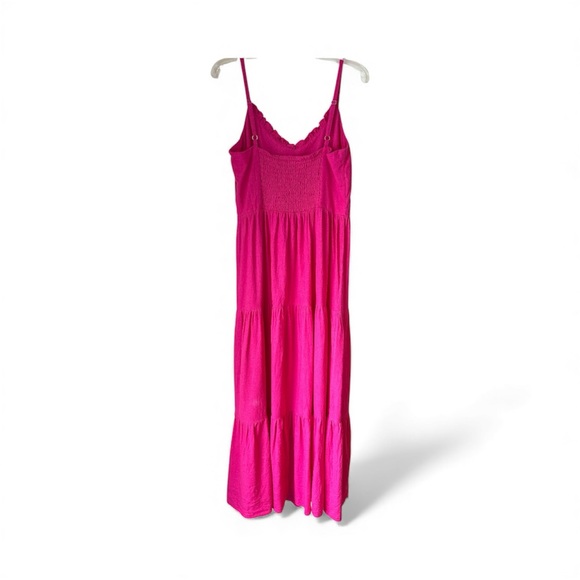 CeCe Vibrant Pink Tiered Maxi Dress Size 12 - Picture 3 of 11